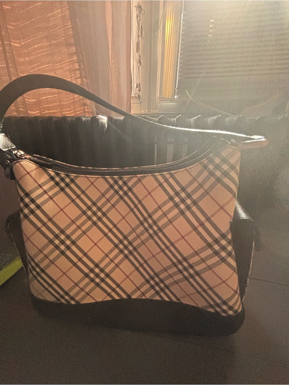 Burberry  Shoulder Bag with Black Leather Trim